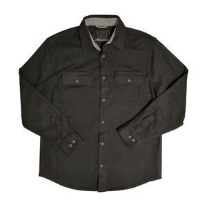 JACHS Men's Midweight Relaxed Fit Long Sleeve Button-Up Overshirt - Black